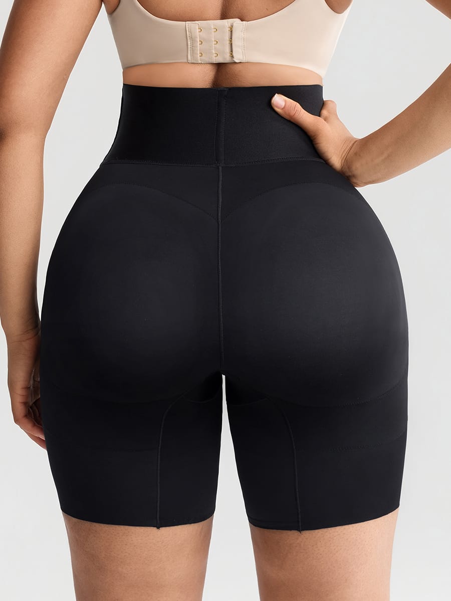 Wholesale Tummy Control Shapewear with Removable Hip Pads Built-in Hooks and Zipper Steel Bones SPU