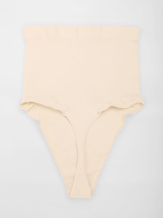 Wholesale High Waist Seamless Tummy Control Thong Shapewear with Anti-Roll Silicone SPU