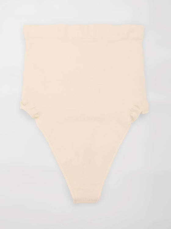 Wholesale High Waist Seamless Tummy Control Thong Shapewear with Anti-Roll Silicone SPU