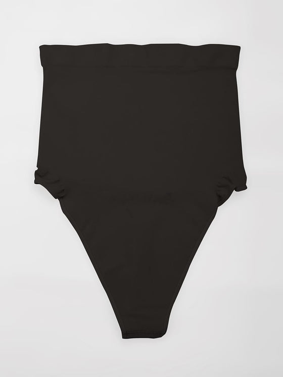 Wholesale High Waist Seamless Tummy Control Thong Shapewear with Anti-Roll Silicone SPU