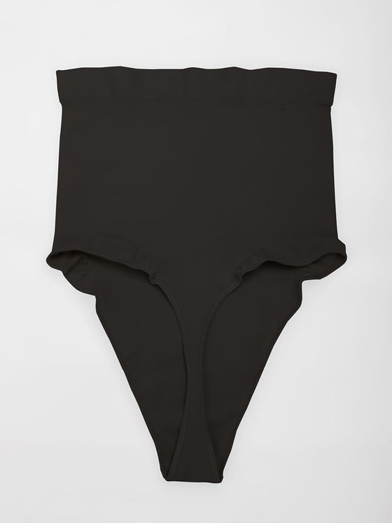 Wholesale High Waist Seamless Tummy Control Thong Shapewear with Anti-Roll Silicone SPU