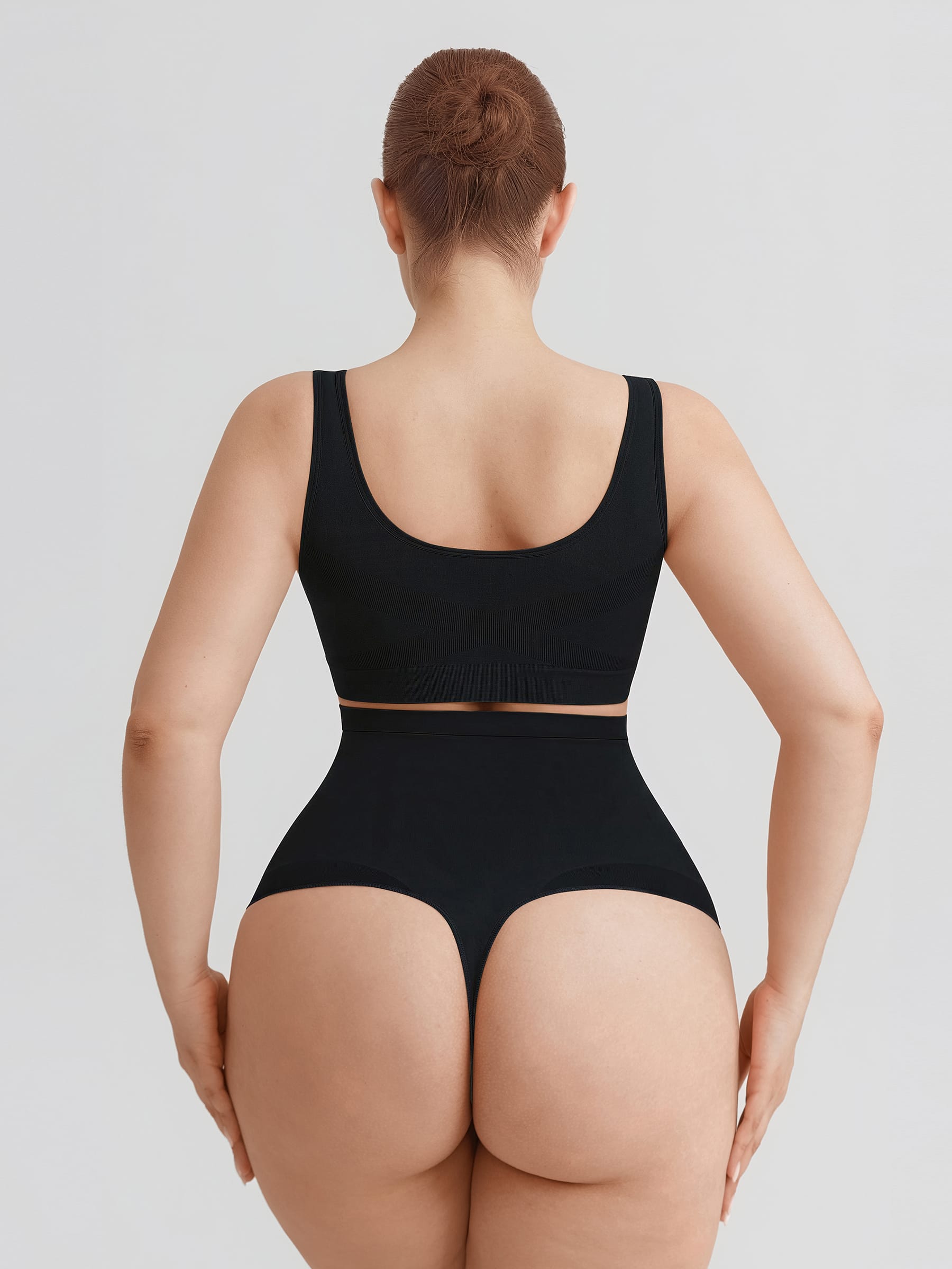 Wholesale High Waist Seamless Tummy Control Thong Shapewear with Anti-Roll Silicone SPU