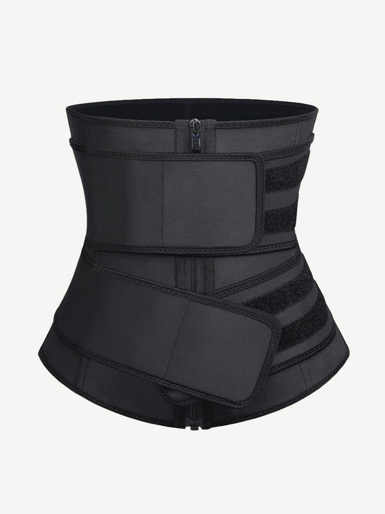 Wholesale Plus Size Black Latex Waist Cincher with Zipper and Adjustable Belt