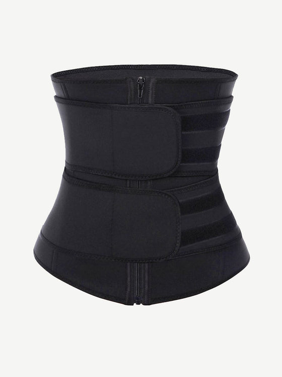 Wholesale Plus Size Black Latex Waist Cincher with Zipper and Adjustable Belt