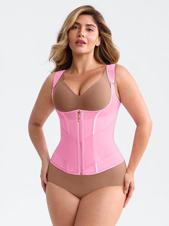 Wholesale 7 Steel Bones Mesh Chest Support Waist Cincher Tank Top with Adjustable Strap