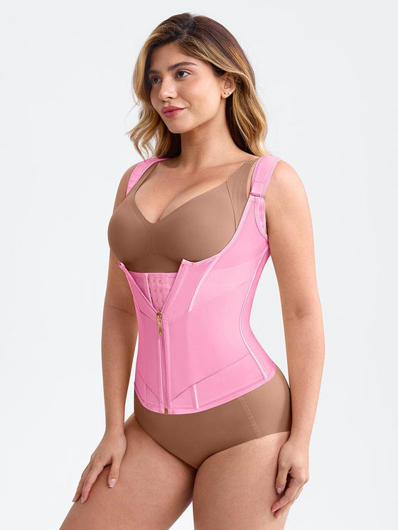 Wholesale 7 Steel Bones Mesh Chest Support Waist Cincher Tank Top with Adjustable Strap