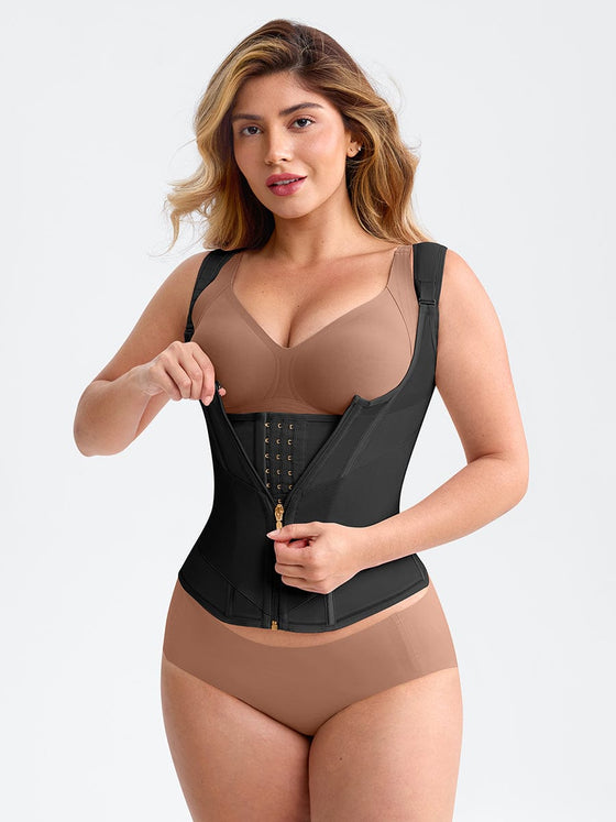 Wholesale 7 Steel Bones Mesh Chest Support Waist Cincher Tank Top with Adjustable Strap