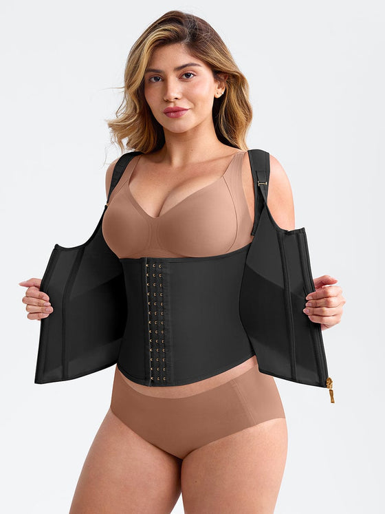 Wholesale 7 Steel Bones Mesh Chest Support Waist Cincher Tank Top with Adjustable Strap
