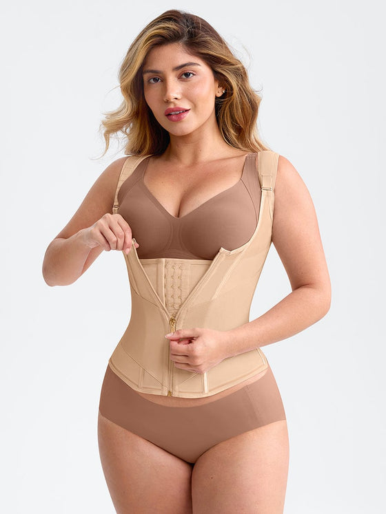Wholesale 7 Steel Bones Mesh Chest Support Waist Cincher Tank Top with Adjustable Strap