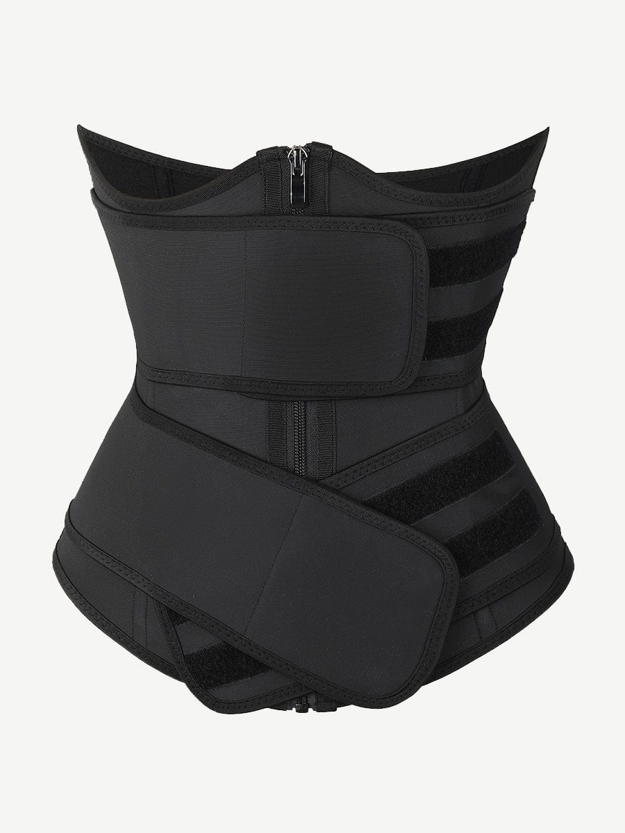 Wholesale Black Under Bust Latex Waist Trainer Double Belt Waist Control