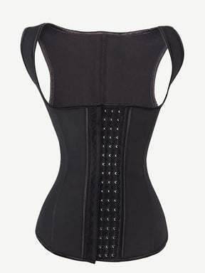 [USA Warehouse]Women Latex Corset Waist Cincher Vest with 4 Row Hook Black Plus Size