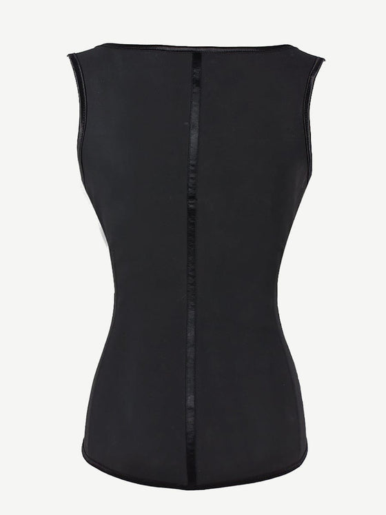 Women Latex Corset Waist Cincher Vest with 4 Row Hook Black Plus Size