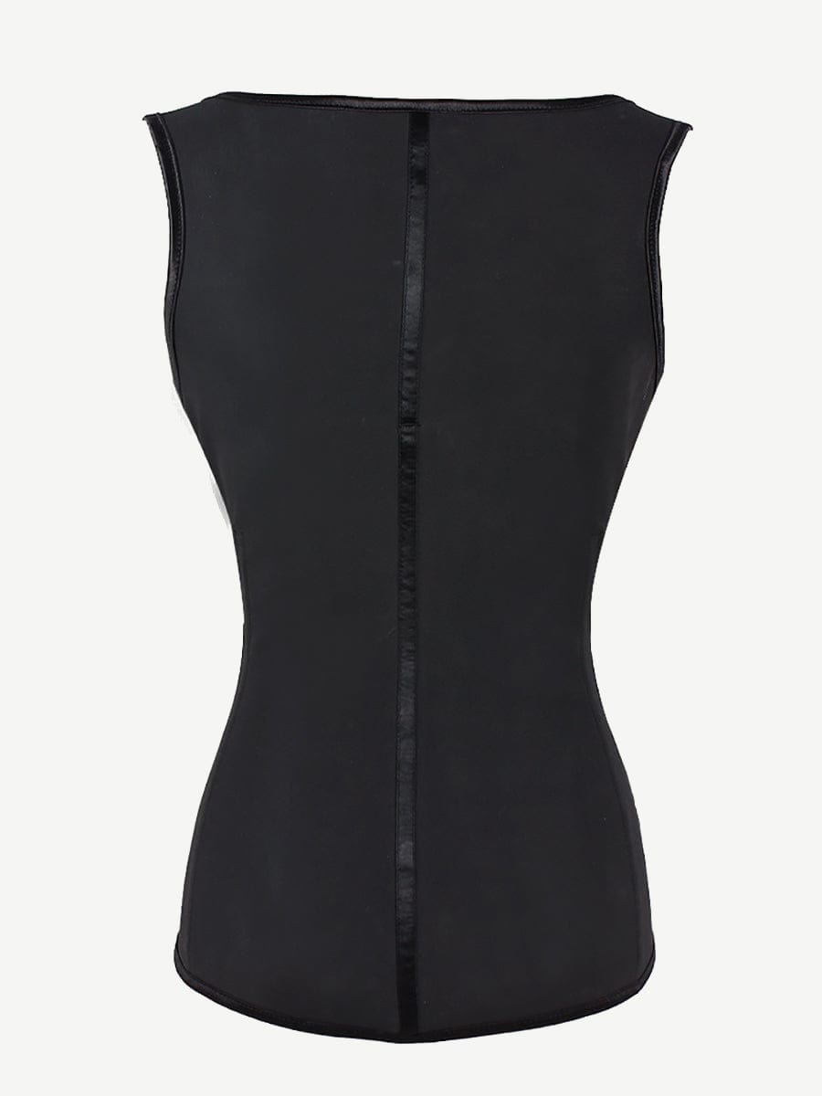 Women Latex Corset Waist Cincher Vest with 4 Row Hook Black Plus Size