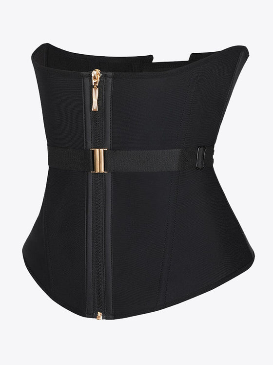 Wholesale U-Shaped 10 Steel Bones Latex Waist Trainer with Fan Lacing and Front Buckle Adjustment