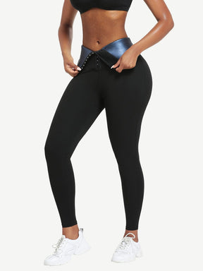 Wholesale Dark Blue Neoprene Butt Lifting Leggings Wide Waistband Lose Weight