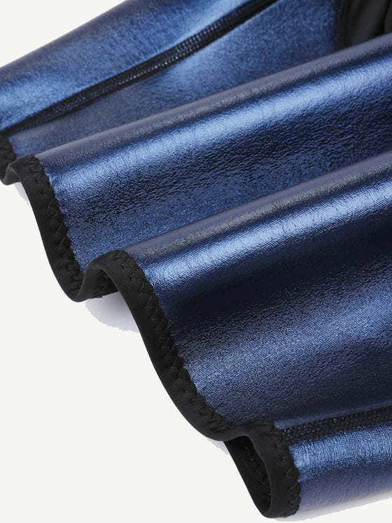 Wholesale Dark Blue Neoprene Leggings Shaper 3 Rows Hooks High Rise