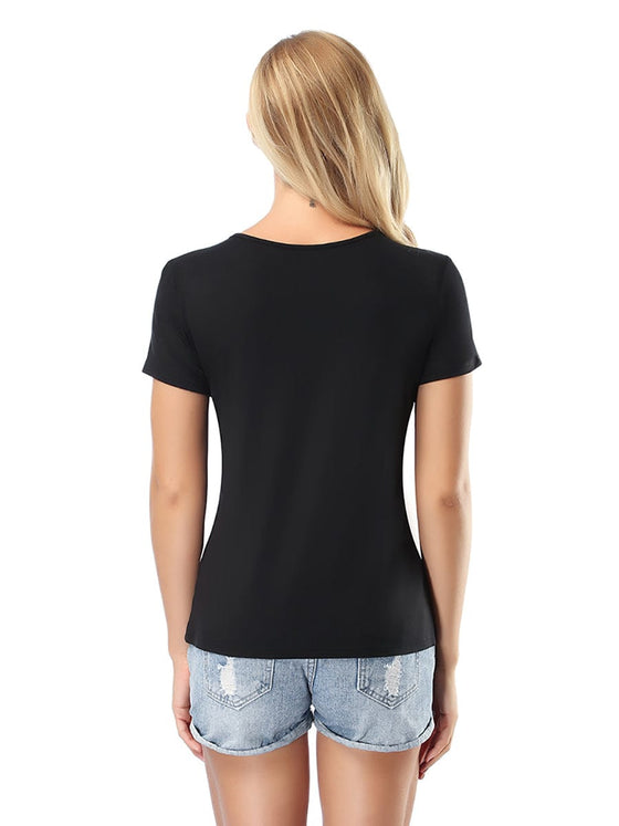 Wholesale Clearance Sale Short Sleeve T-Shirt V Neck Comfortable Skinny Solid Color Loose Top