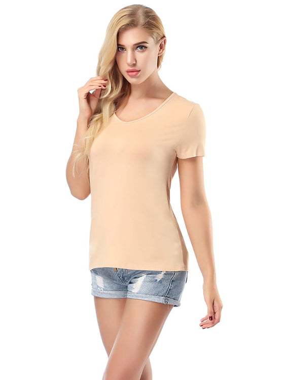 Wholesale Clearance Sale Short Sleeve T-Shirt V Neck Comfortable Skinny Solid Color Loose Top