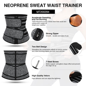 Wholesale 7 Steal Bones Neoprene Waist Trainer Double Belt with YKK zipper