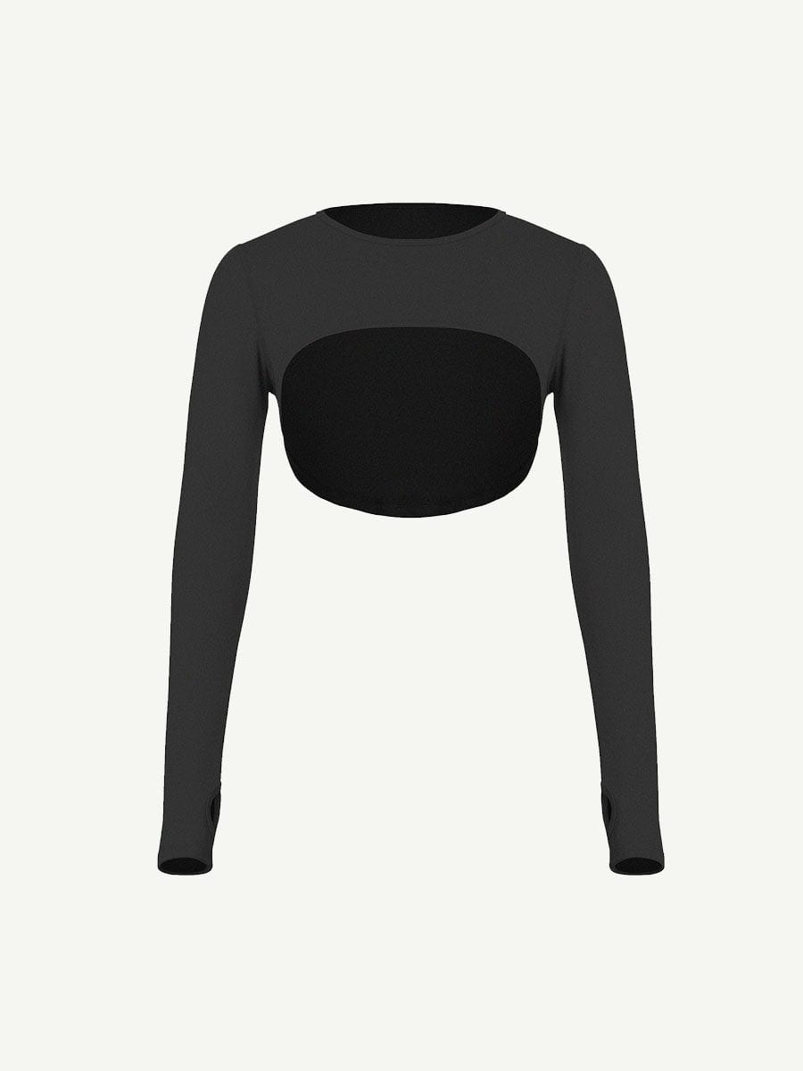 Wholesale Top Round Collar Long Sleeve Crop Top For Running