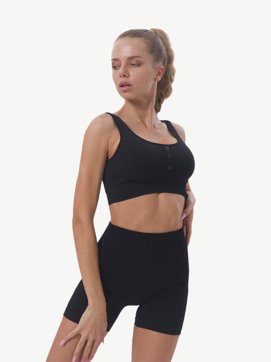 Wholesale Seamless Knitting Short Sleeves Butt Lifter Shorts Yoga Gymwear
