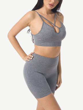 Wholesale Knitting Short Yoga Bodysuits 2-in-1 Gymwear