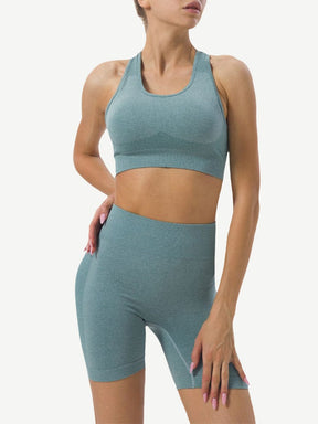 Wholesale Seamless Knitting Short Yoga Suits 2-in-1 Gymwear
