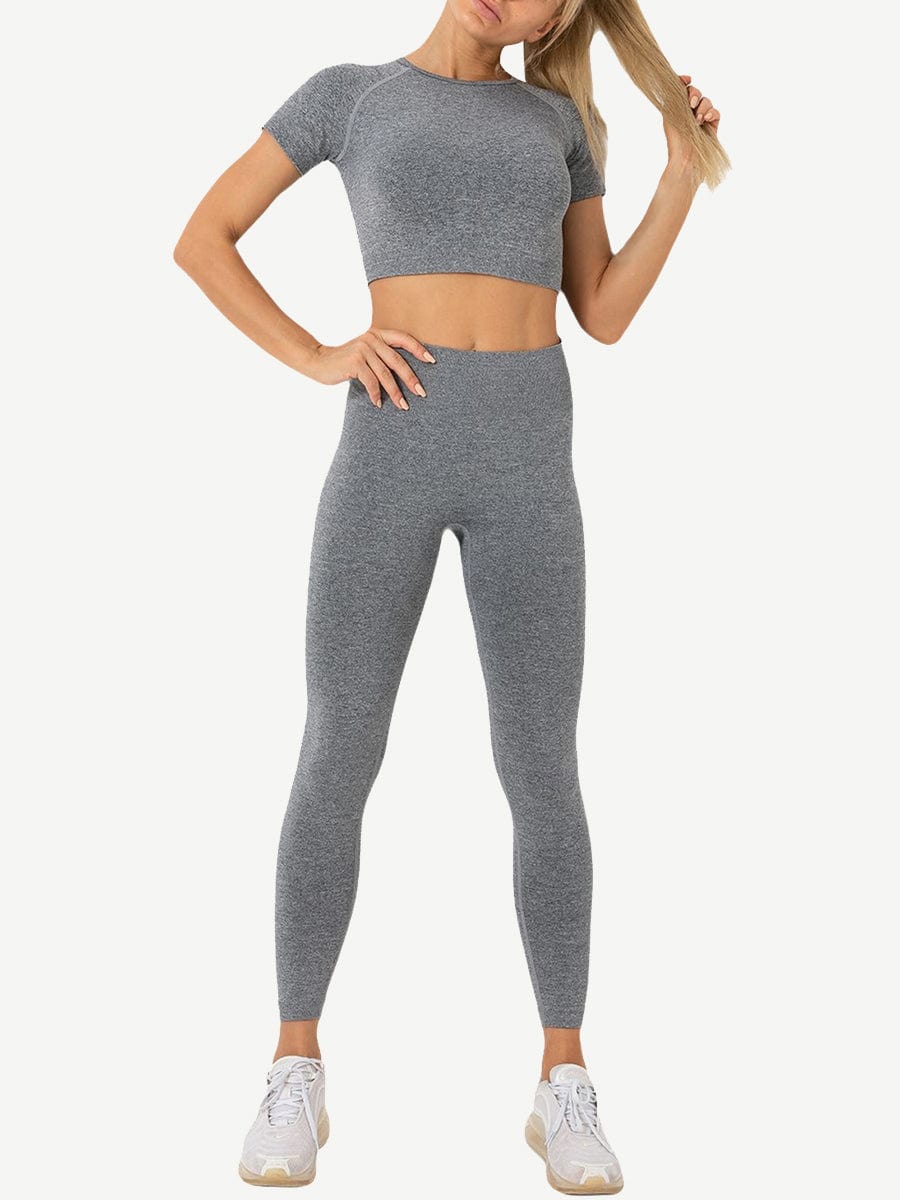 Wholesale Yoga Suits Seamless Knitting Bodysuits 2 Pieces Gymwear
