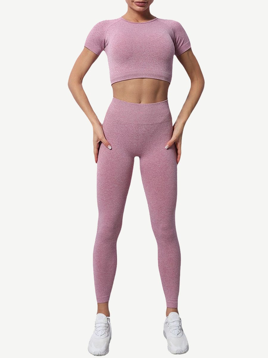 Wholesale Yoga Suits Seamless Knitting Bodysuits 2 Pieces Gymwear
