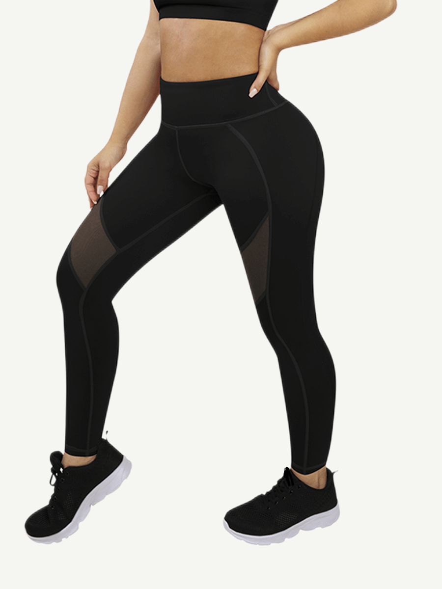 Wholesale Yoga Pants With See through Tulle Splicing