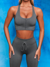 Wholesale Plunge Neckline Zipper Sports Bra For Women