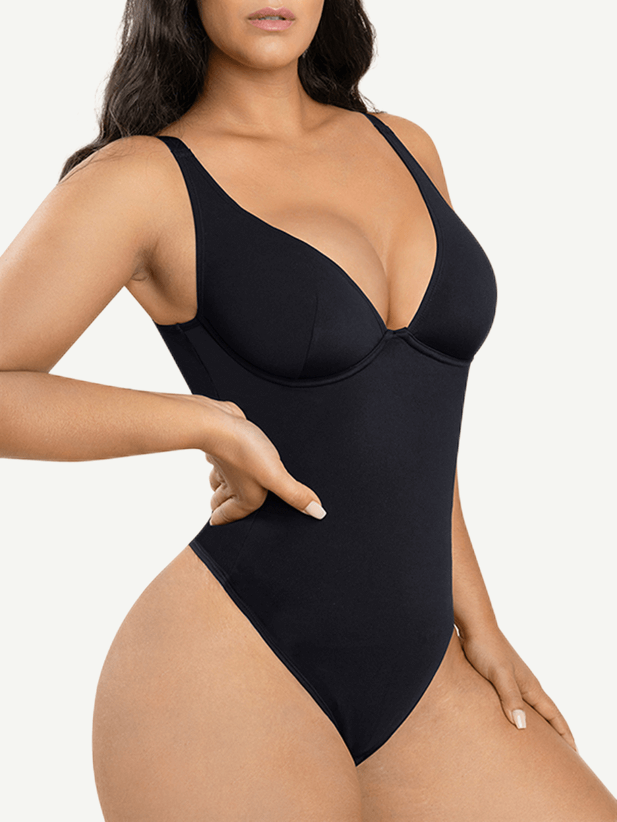 Wholesale Plunge V-Neck One-Piece Bodysuit Tummy control