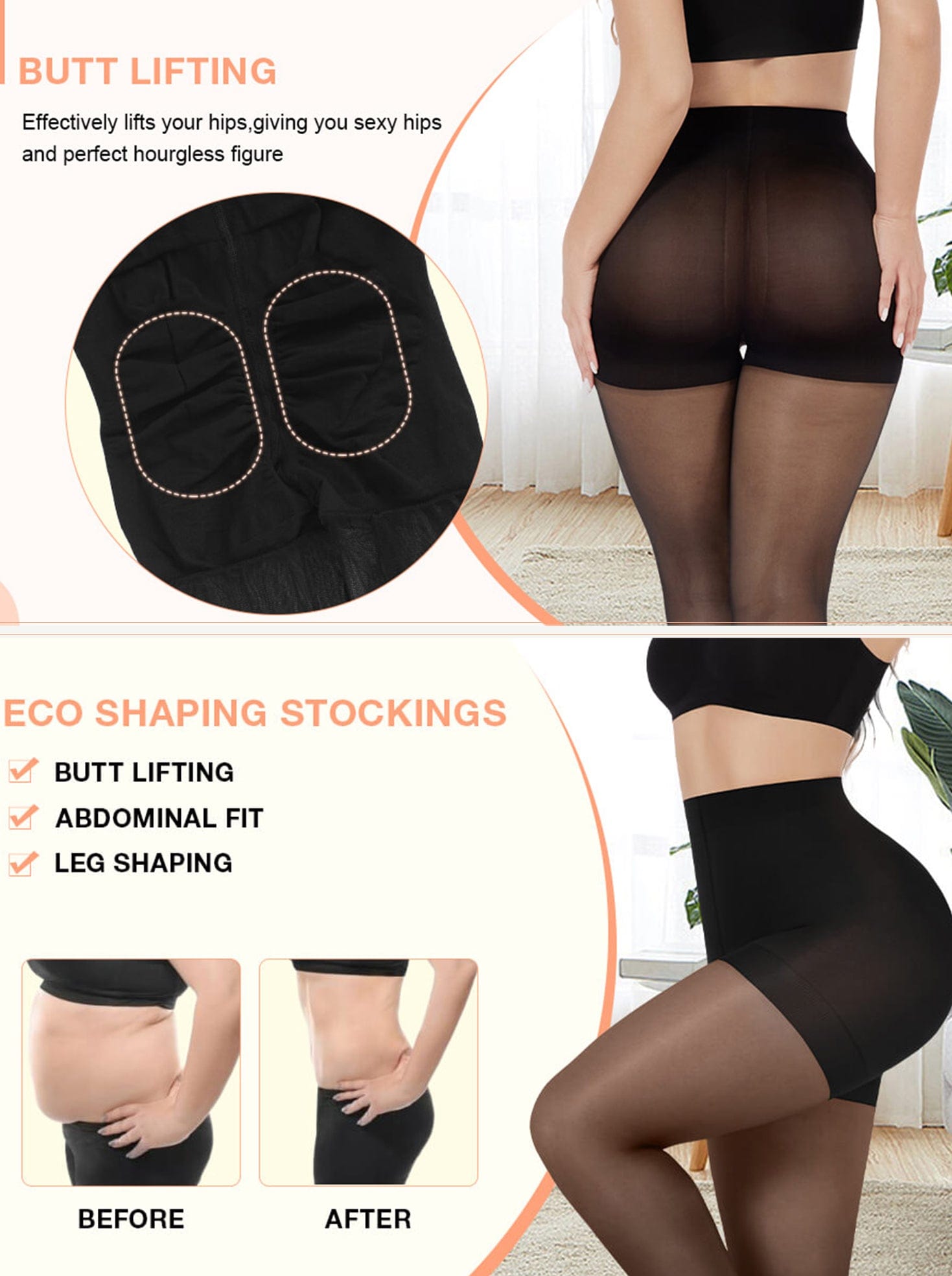 Wholesale Eco-friendly🌿 Shaping Stockings Elastic-free Fabric Leg Trim