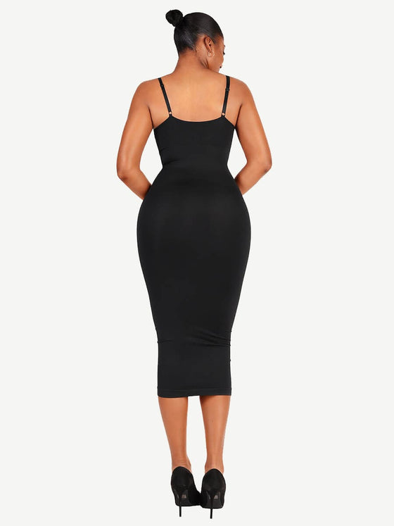 Wholesale 🌿Eco-friendly Spaghetti Strap V-neck Snatched Seamless Shaper Dress