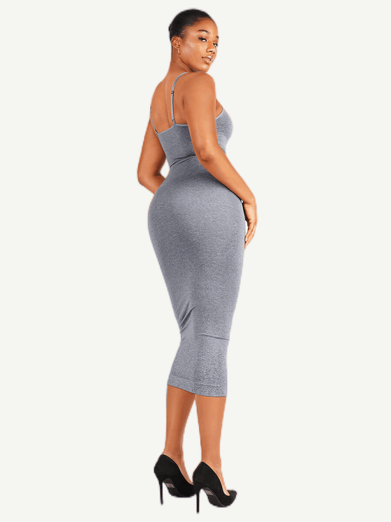 Wholesale 🌿Eco-friendly Spaghetti Strap V-neck Snatched Seamless Shaper Dress