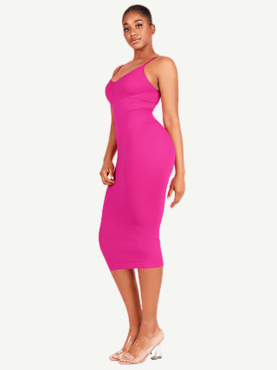 Wholesale 🌿Eco-friendly Spaghetti Strap V-neck Snatched Seamless Shaper Dress