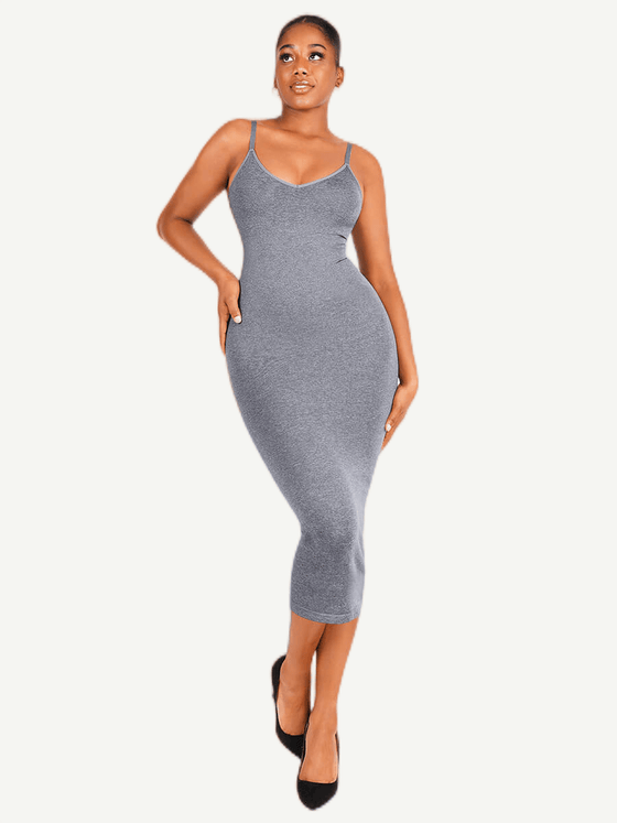 Wholesale 🌿Eco-friendly Spaghetti Strap V-neck Snatched Seamless Shaper Dress