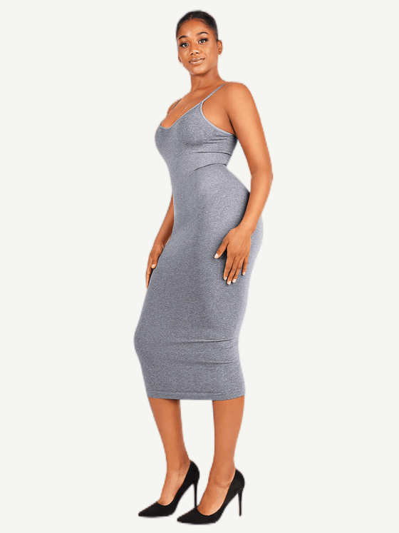 Wholesale 🌿Eco-friendly Spaghetti Strap V-neck Snatched Seamless Shaper Dress