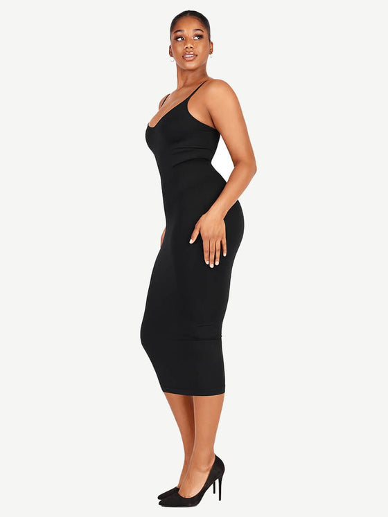 Wholesale 🌿Eco-friendly Spaghetti Strap V-neck Snatched Seamless Shaper Dress