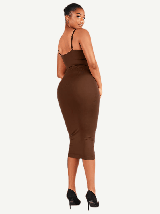 Wholesale 🌿Eco-friendly Spaghetti Strap V-neck Snatched Seamless Shaper Dress