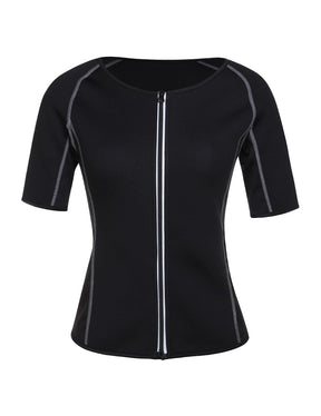 Exquisite Black Short Sleeve Big Size Neoprene Luminous Zip Shaper Comfort