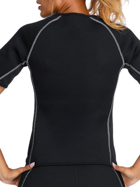 Exquisite Black Short Sleeve Big Size Neoprene Luminous Zip Shaper Comfort