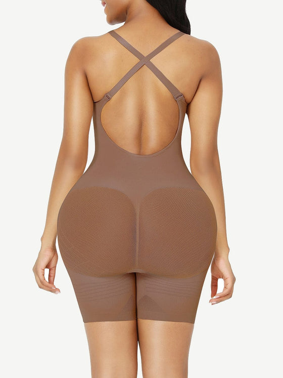 Wholesale Seamless Low Back Happy Butt Full Body Shapewear Mesh Waist Control