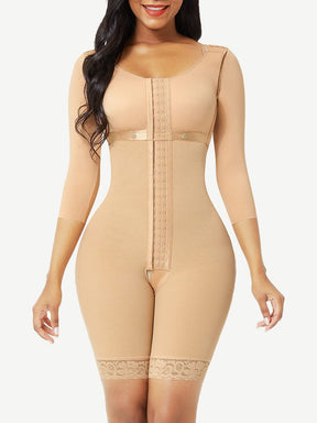 Wholesale Lace Trim Hourglass Post-surgical Body Shaper With Sleeves Good Elastic