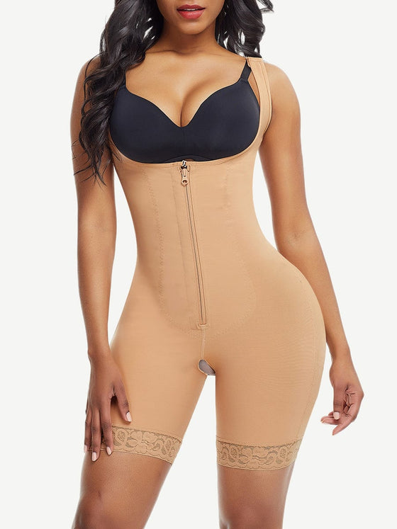 Wholesale Post Surgery Compression Tummy Control Full Body Shaper With Hook-and-Eye Zipper Closure