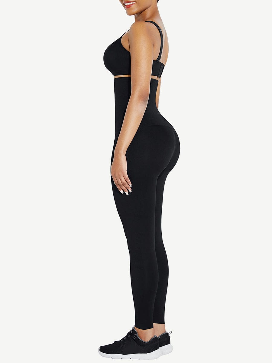 [Pre-Order] Wholesale Black Waist Trainer 2-In-1 Leggings With Zipping Hourglass Figure