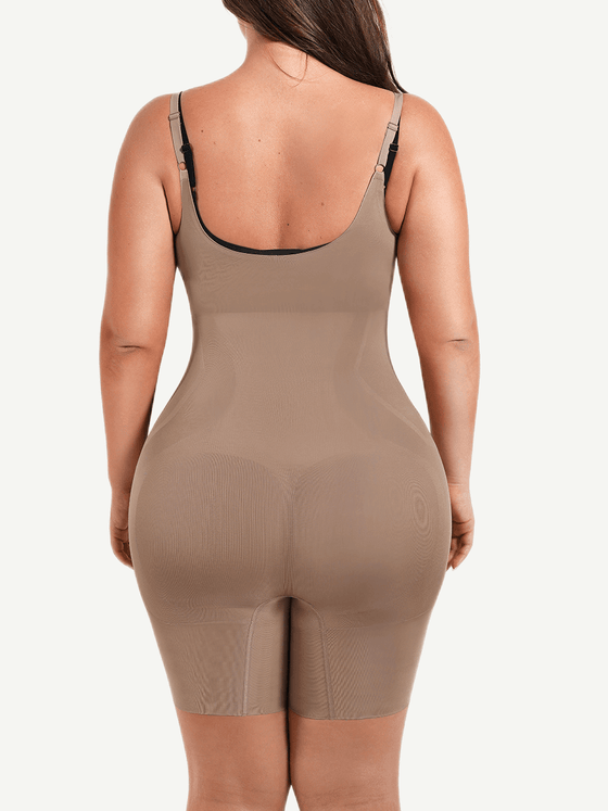 Wholesale Seamless Open-Bust Abdomen Flattening Mid-Thigh Bodysuit