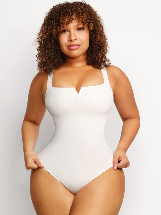 Wholesale Square Collar Elastic Sexy Outerwear Shape Bodysuit