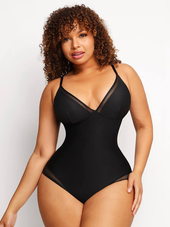 Wholesale Sexy Deep V-Neck Mesh Bodysuit