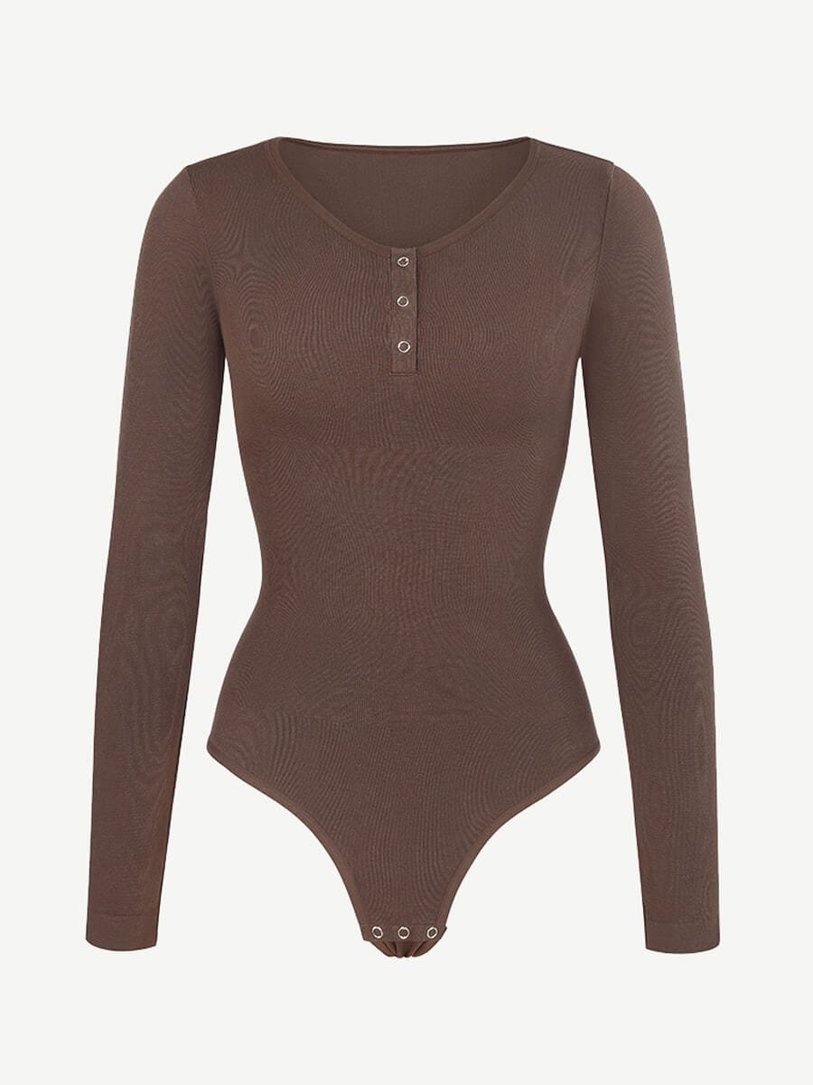 Wholesale Seamless Outer Long Sleeve Thong Bodysuit